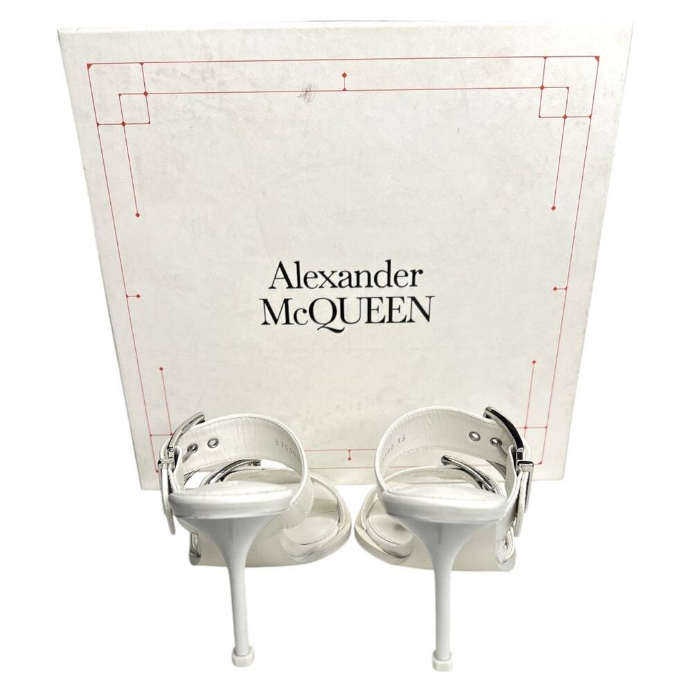 Alexander McQueen White Double Buckle Punk Mules Size IT 36 - Picture 3 of 10